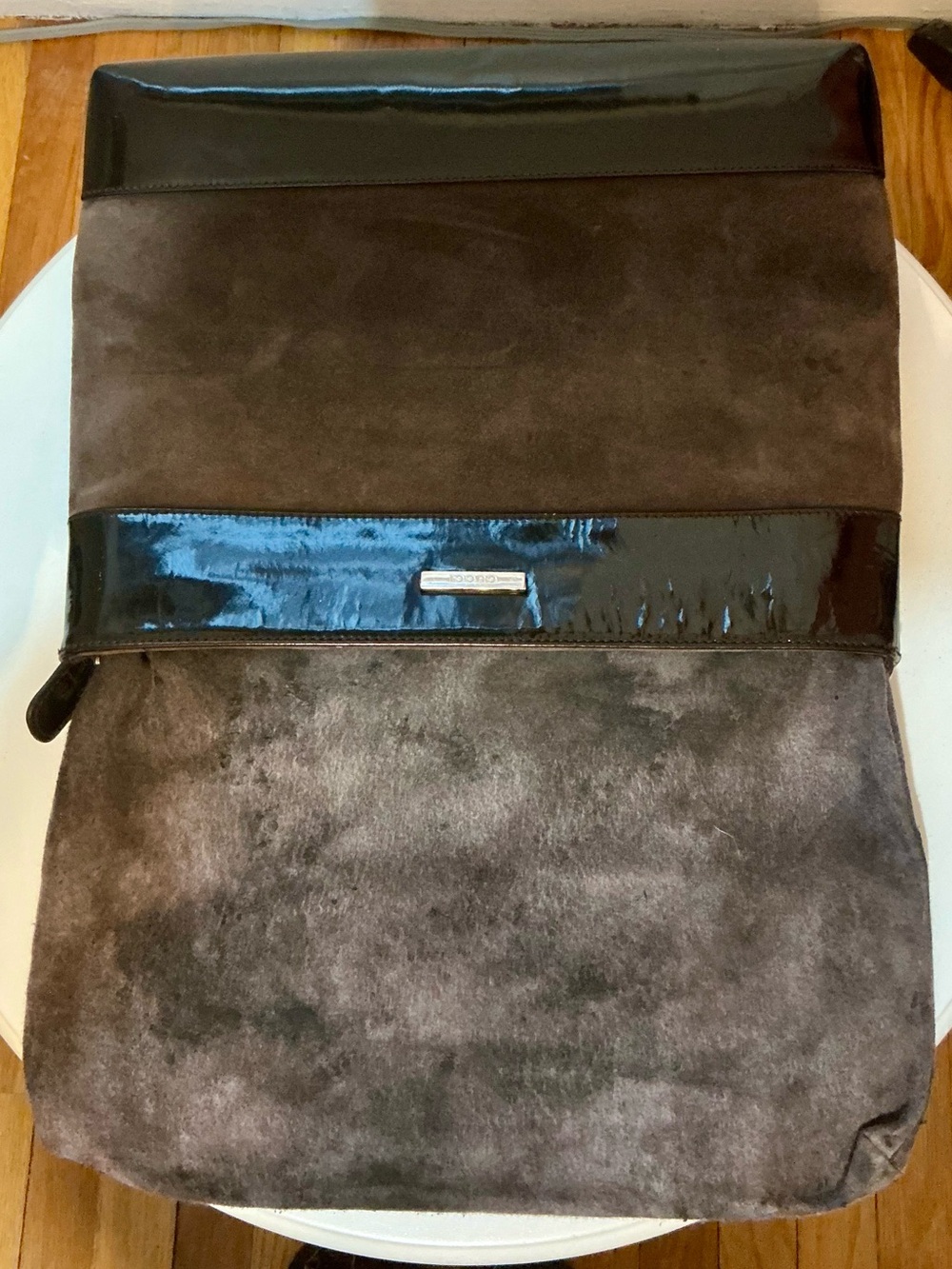 Gucci Rare Vintage Brown Suede & Patent Leather Shoulder Crossbody Bag - Picture 15 of 15